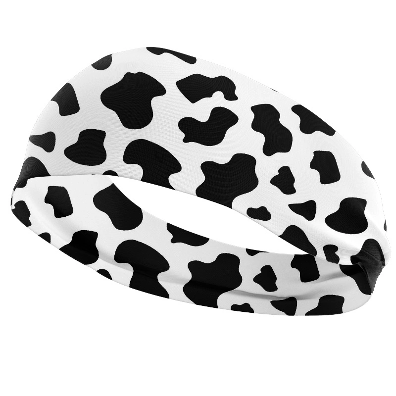 Sports Headband High Stretch Cow Print Headpiece Wide Brimmed Hairband