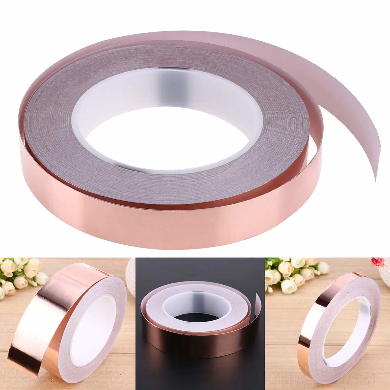 Copper Tape Single-Sided Conductive Adhesive Foil Copper Tape, Used for Electrical Maintenance, Anti-Plugging, Stained Glass