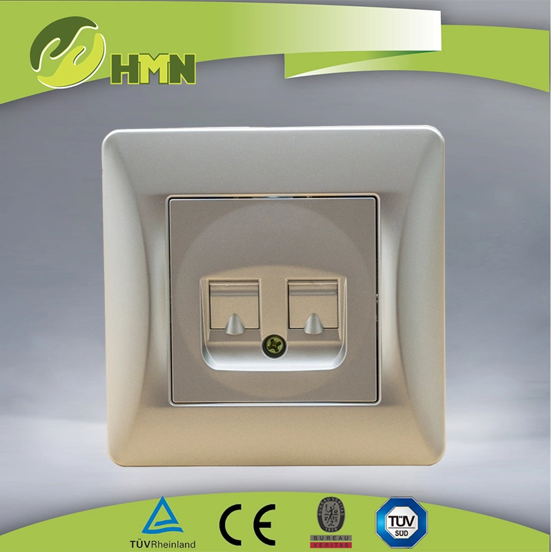 EU standard PC material double RJ11 Double Telephone socket