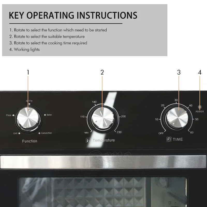 Qana Hogar Cocina eléctrica de conjunto de herramientas de tamaño de la familia 25L de la Salud no exento de aceite Stick freidora aire reutilizables.