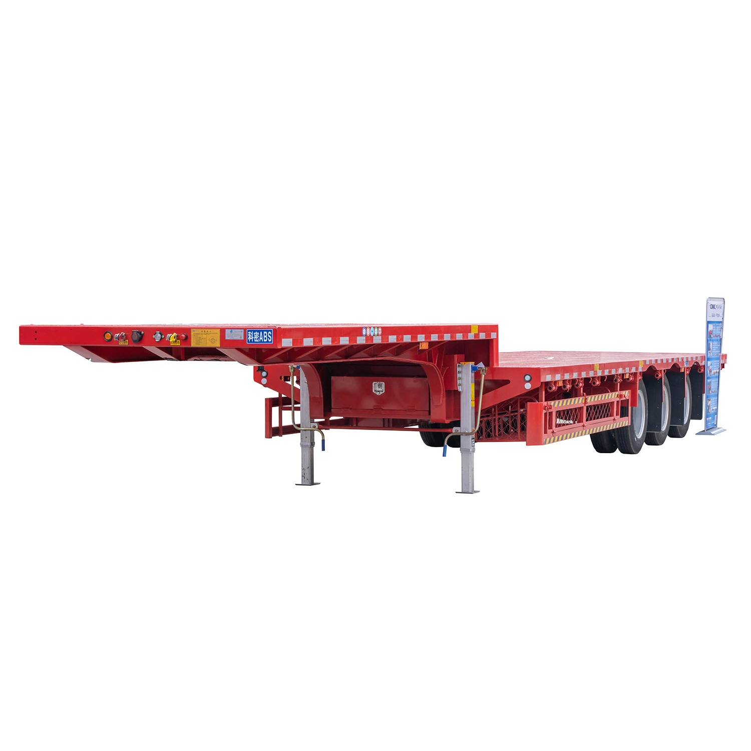 Low Bed Container Flat Truck for Carrying Crane/Excavator/Tractor with Ladder & Post Optional Trailer