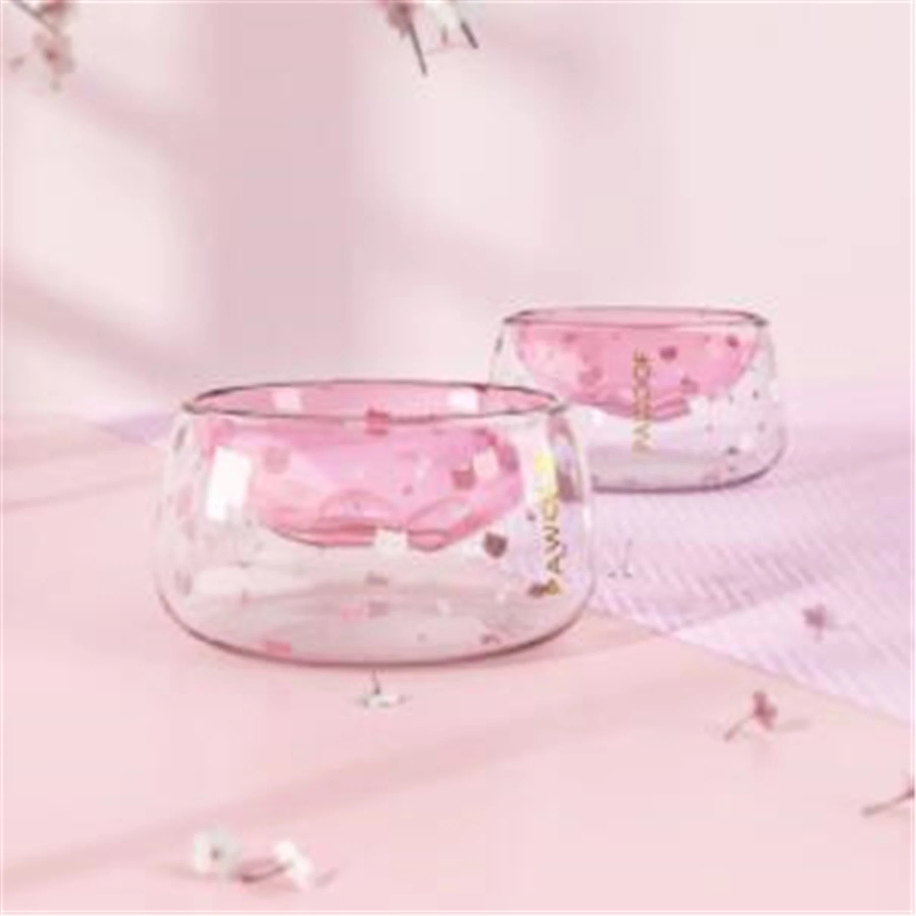 Pawoof Double Glass Wall Cat Food Bowl Stylish Cat Bowl Pet Bowl