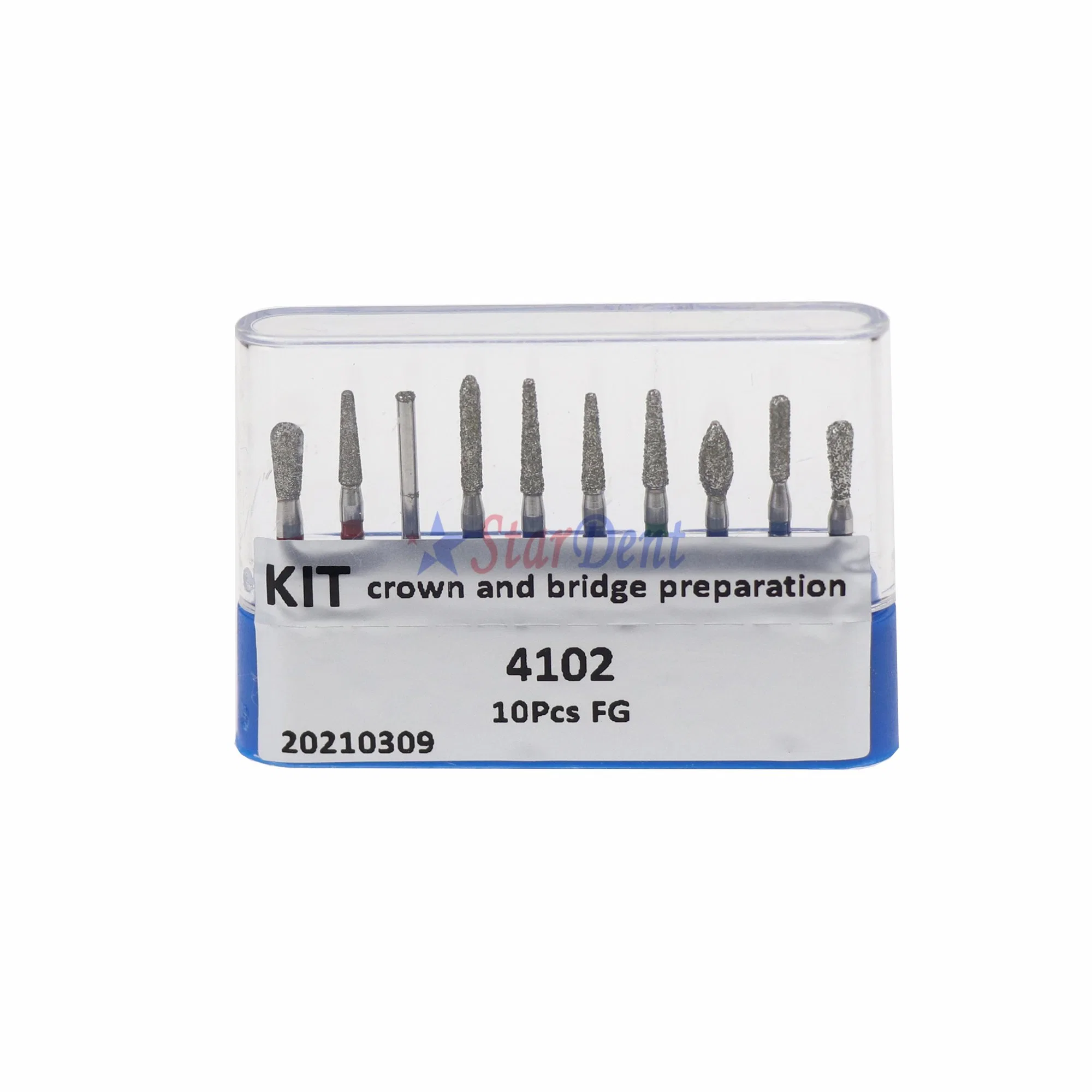 Dental Use High Speed Fg Diamond Burs Kit Crown and Bridge Preparation Dental Instrument Diamond Burs Drill Fg-4102