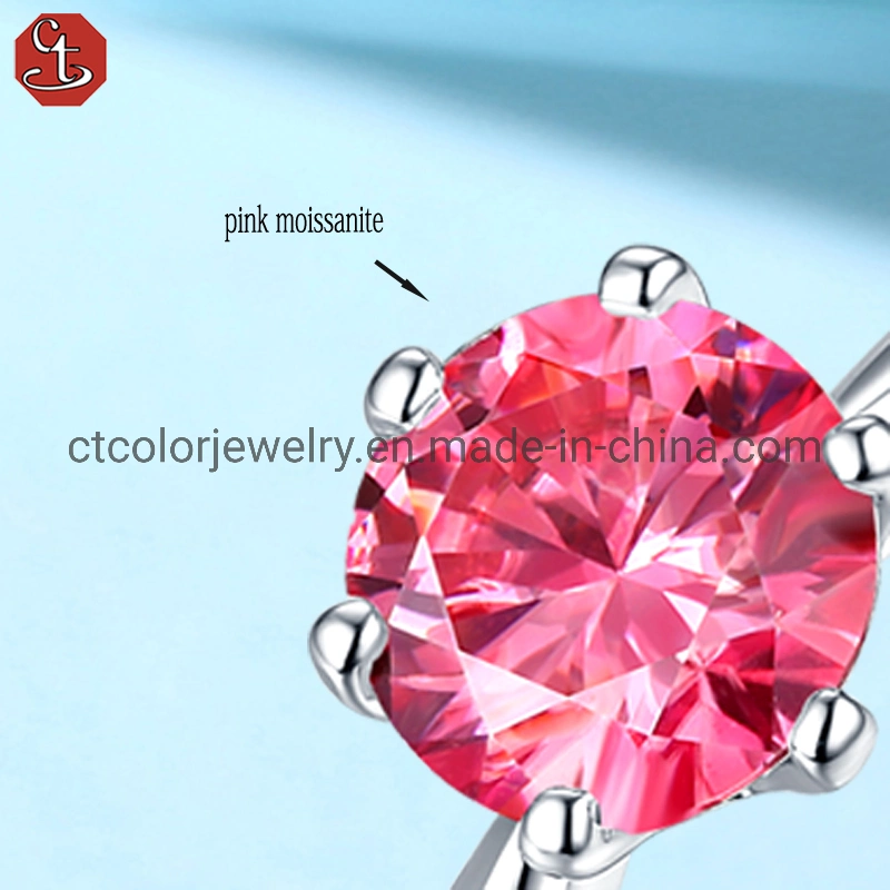 Pink moissanite diamond wedding ring custom design fashion jewelry for women