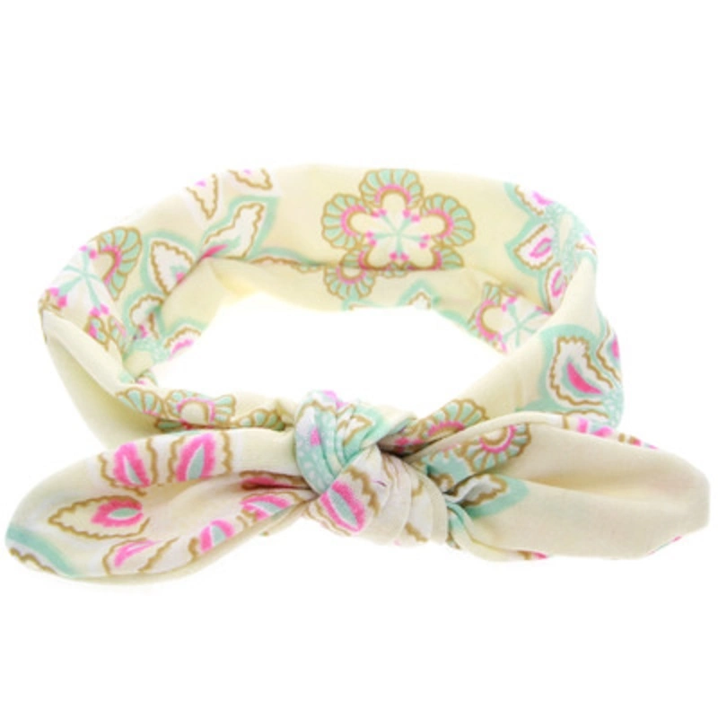 Baby Girl Headbands Vintage Flower Printed Elastic Head Wrap Twisted Hair Accessories for Bohemian Floral Style Esg13506