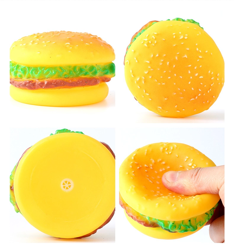 En forma de hamburguesa Squeaky Toy con alimentos para perros juguete mastican sonido