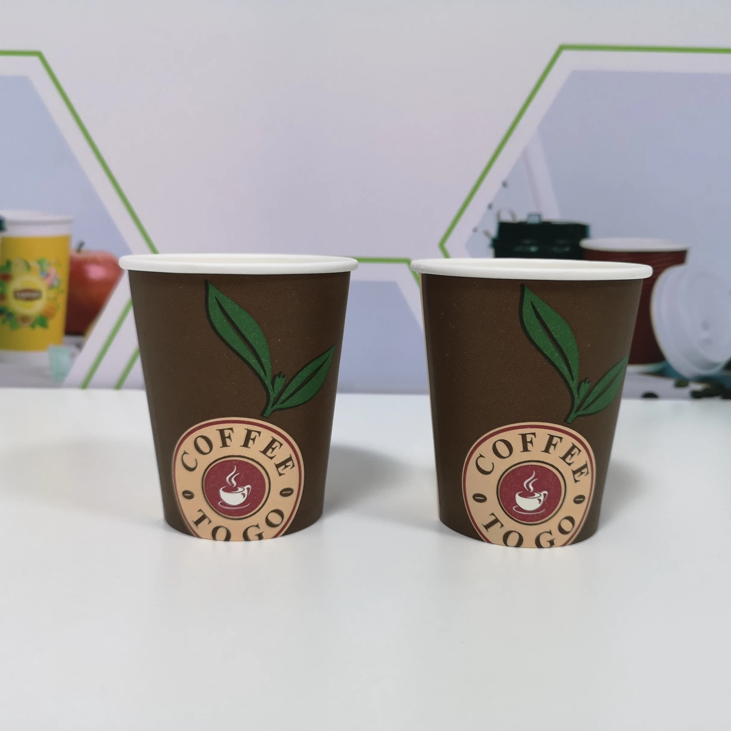 Custom Design Logo Disposable Single Wall Paper Cups for Hot Coffee Cappuccino Latte Tea