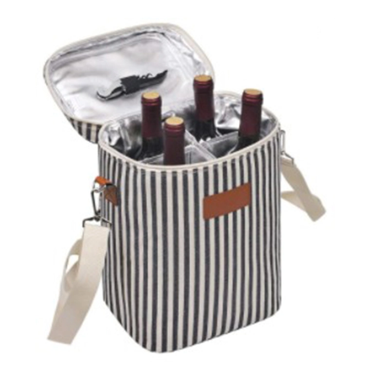 4 Bottle Travel Padded Wine Carrying Cooler Tote Carrier Bag