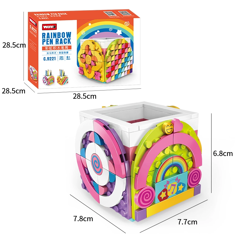 Woma juguetes niños maestros día regalos de Navidad Sorteo de supermercado Rainbow Rack Bolígrafo de plástico titular Conjunto de bloques de construcción de ladrillos