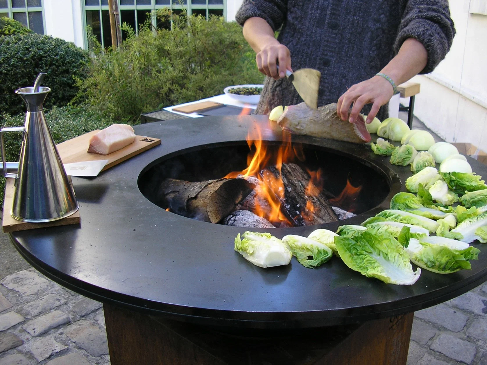 Barbacoa Mesa Corten Acero chimenea parrilla al aire libre barbacoa Accesorios