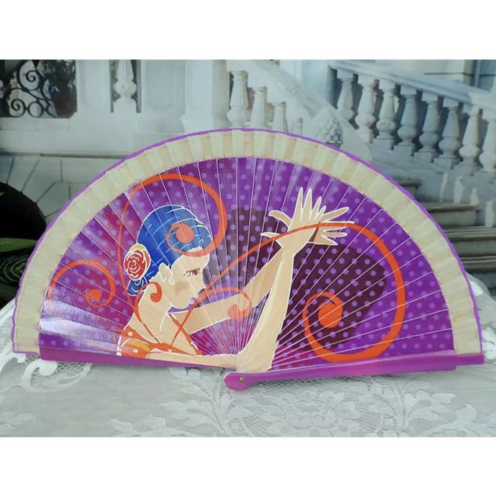 Spanish Festival Dance Performance Craft Gifts Folding Wood Hand Fan