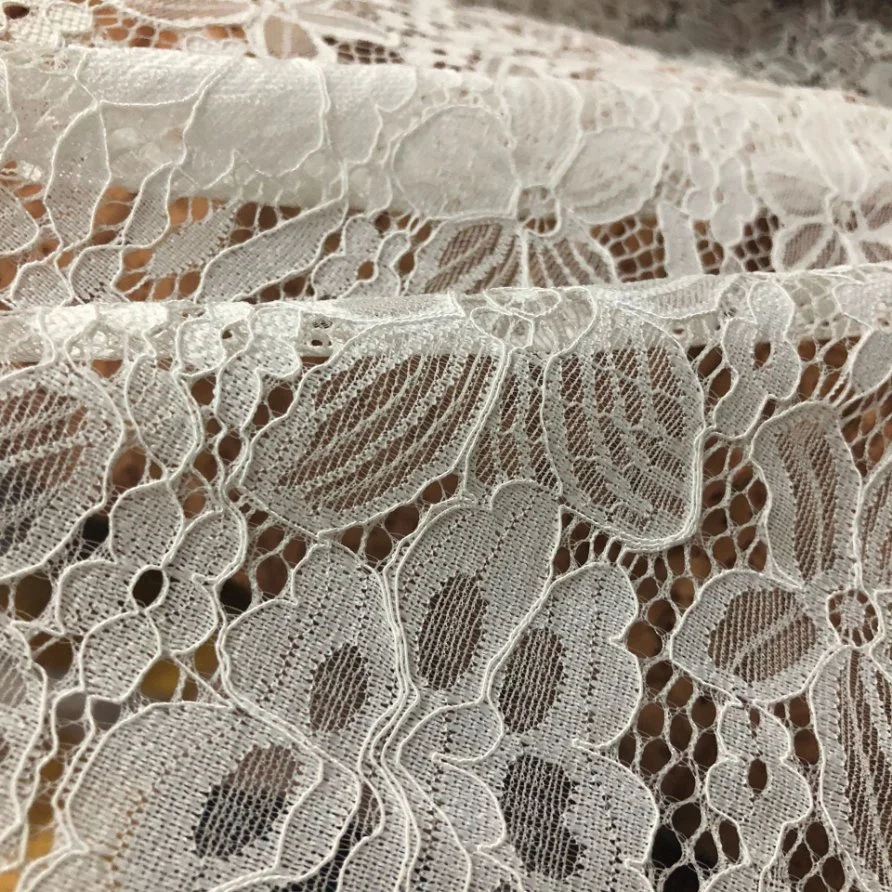 Fashion Style Wholesale Polyester Cotton Elastic Embroidery Lace Fabric for Bridal Lace Wedding Dress African Lace Fabric