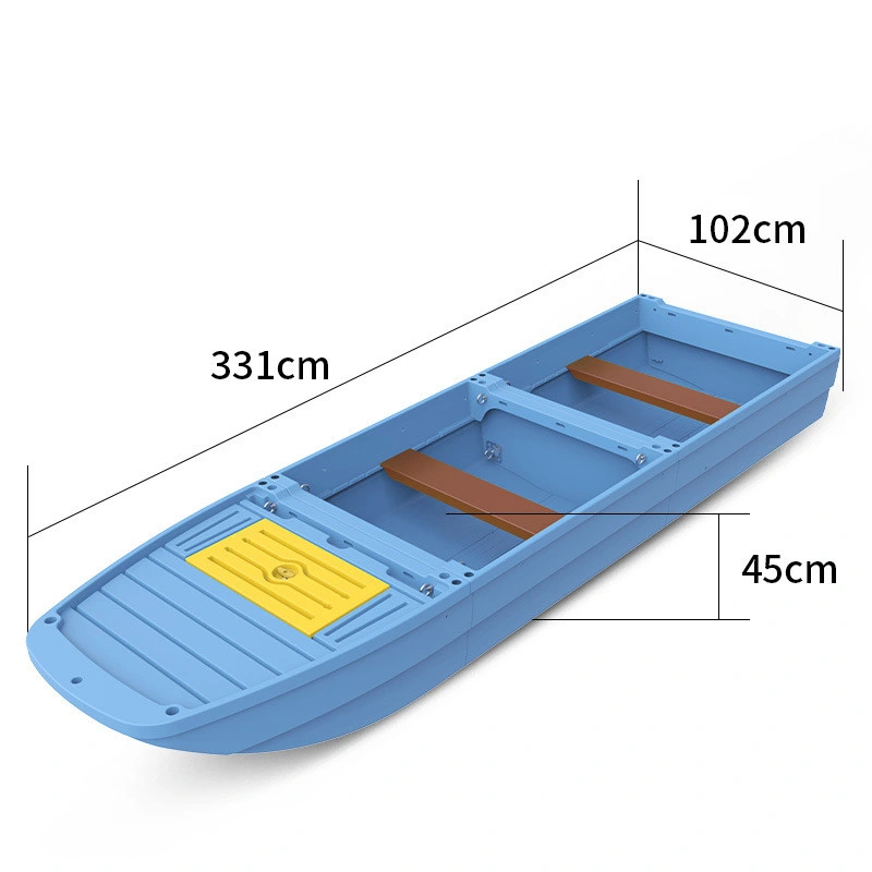 3.3m PE Plastic Boat 3 Parts Fishing Boats Folding Boat
