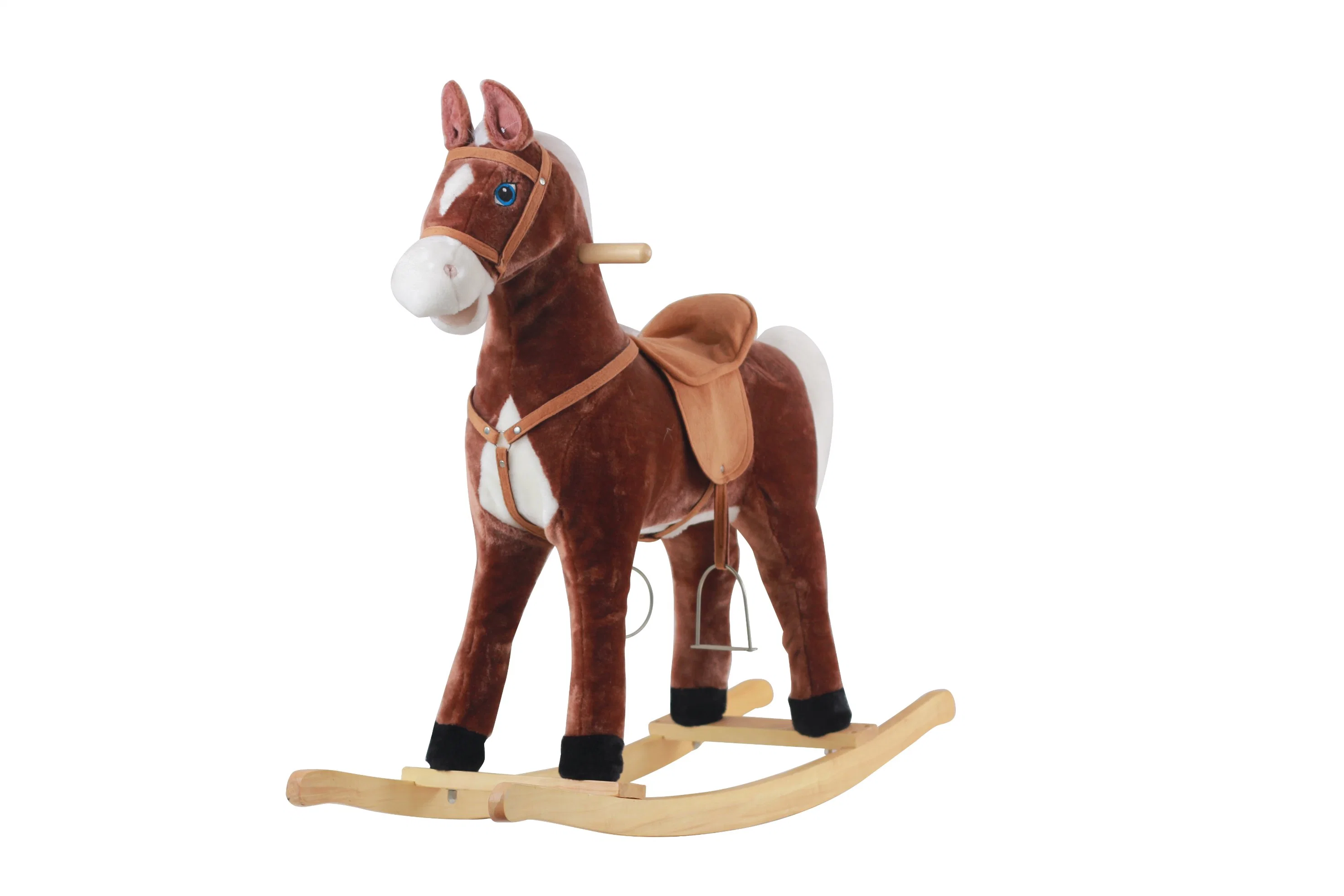 OEM ODM Whosale Kinder Baby Holzritt Plüsch Schaukeln Pferde Spielzeug