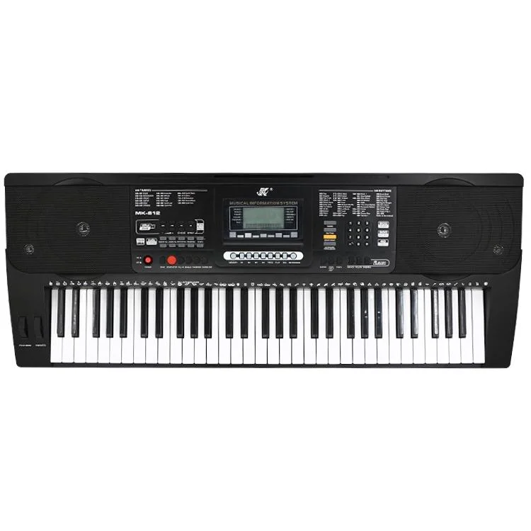 آلات موسيقية آلة كهربائية مع نموذج التدريس / 10 ديمون أغاني / 200 تيمبر / 128 شاشة LCD 61keys Piano Keyboard تعمل بتقنية Mk812 من خلال تقنية Ryhronms/USB/MP3/Touch