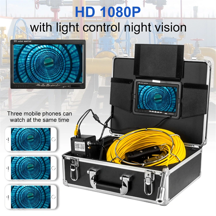 Pipe Inspection Camera 20-200m 9inch Monitor Sewer Camera with DVR 8GB Card Drain Industrial Endoscope with 9mm Cable