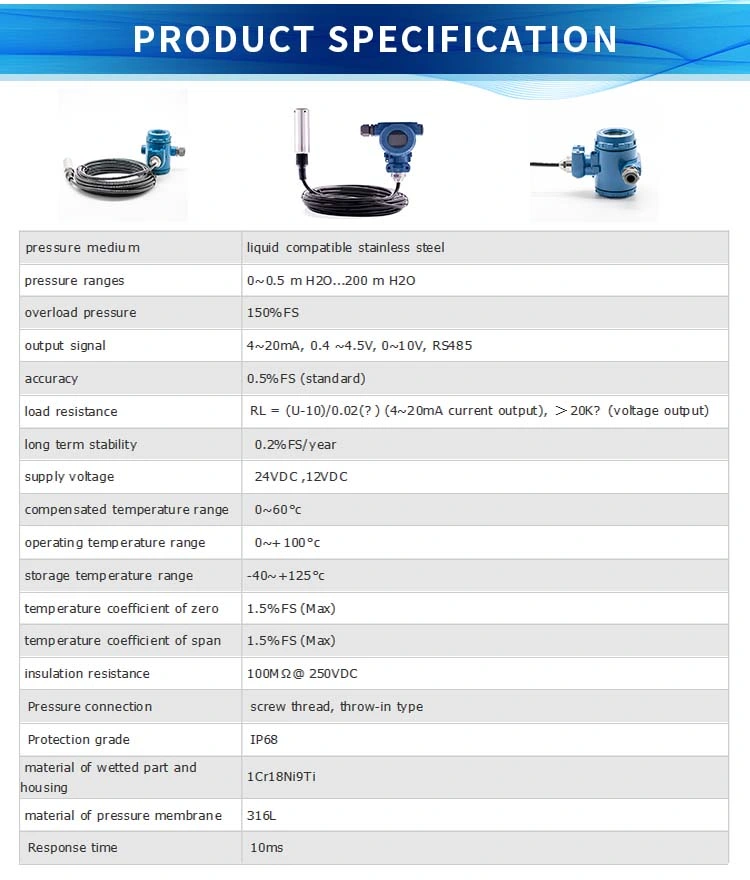 Atechoem PL302 Detector de agua elemento sensor 4-20 mA y nivel de combustible de los Transductores