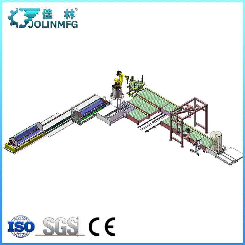 Automatic Non Woven Fabric Stacking Palletizing Packing Line Roll Wrapping Line