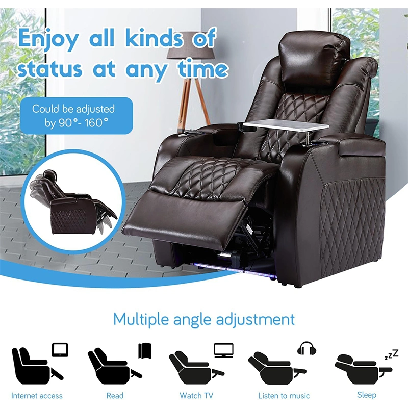 Black Leather Electric Recliner Chairs Couch Luxury Sofa VIP Cinema Seat Home Theater Seating Living Room Furniture