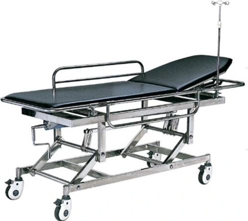 He-5 Strecher de emergencia de acero inoxidable, cama de emergencia hospitalaria