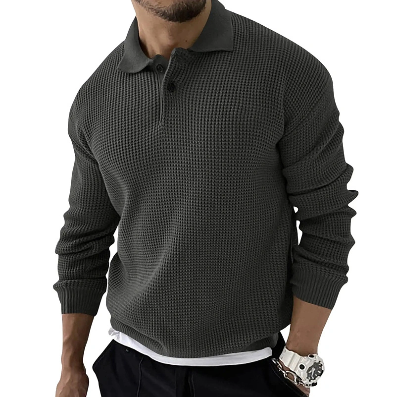 Custom Fashion Lapels Top Autumn Long Sleeve T-Shirt Sweater Sweatshirt Slim Fit Sweater Men Pullover