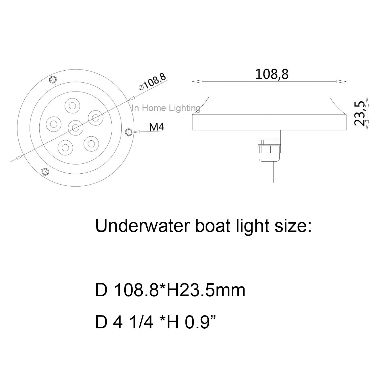 12V 24V de acero inoxidable 316 Barco submarino de la luz de LED azul de la sal del agua de mar