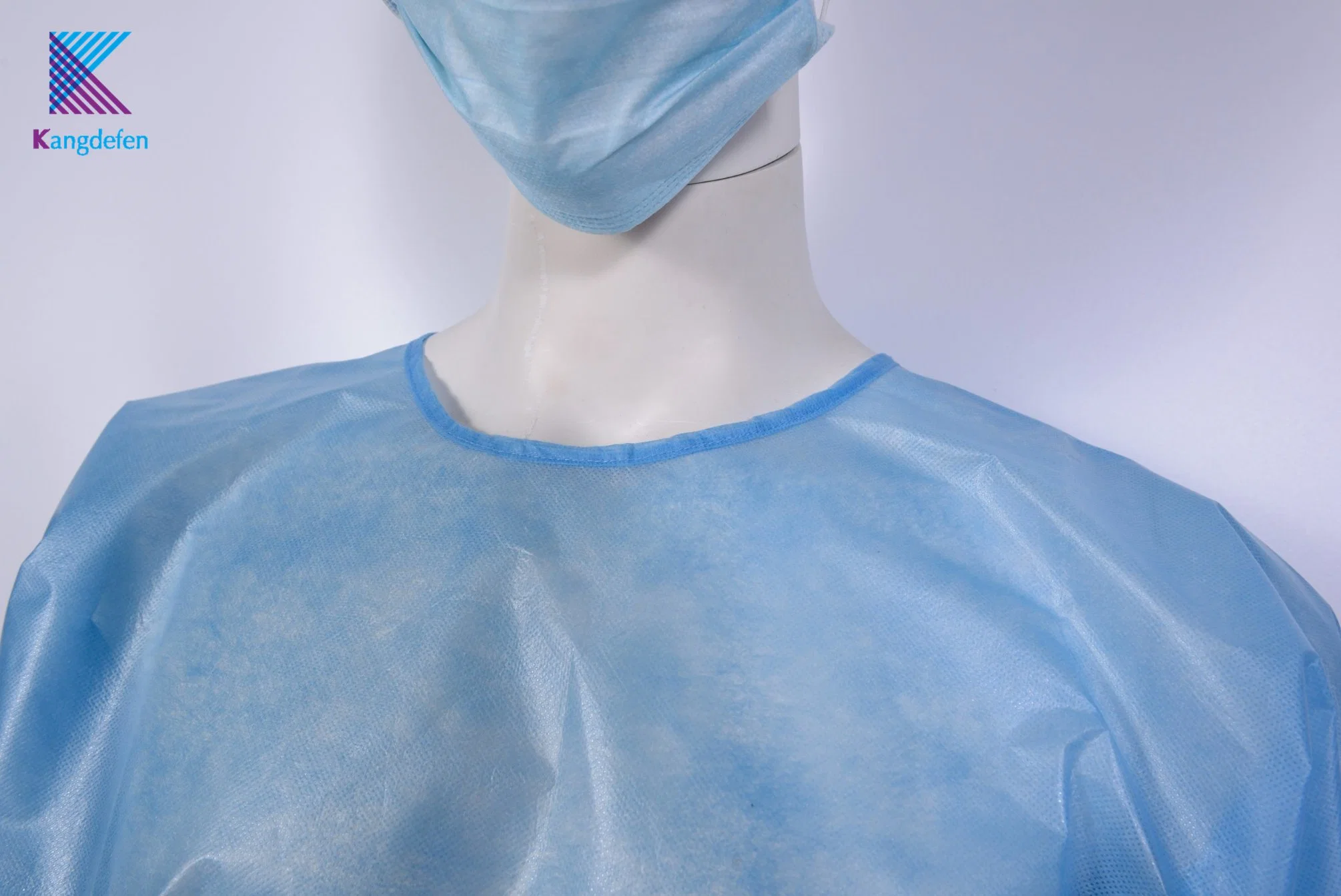 Non Woven Fabric Breathable Waterproof Blue Isolation Gown with Factory Price