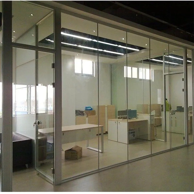 Architectural Decoration Alloy Metal Frame Tempered Door Office Glass Partition Wall