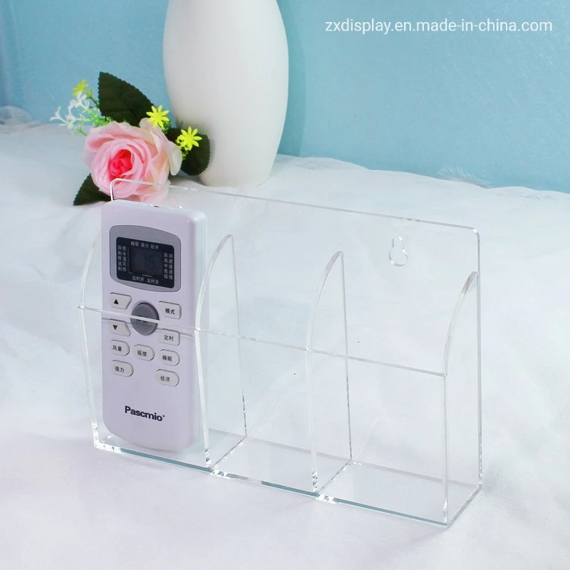 Wall Mounted Plexiglass Mobile Phone Remote Control Holder Storage Box