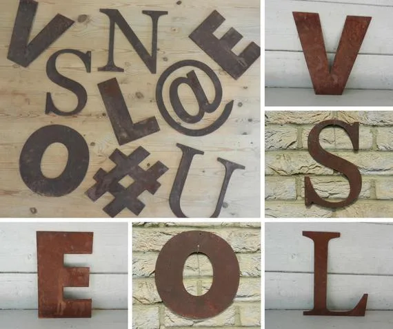 Rusty Metal Letters & Numbers & Symbols Font Text Words Name