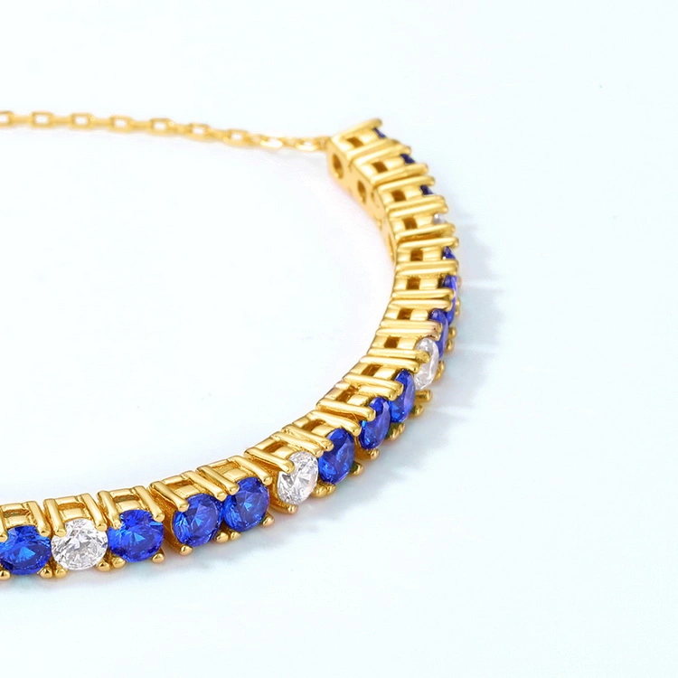 Hot Sell Women Bracelet Wholesale/Supplier Gold Plated Adjustable Blue Spinel Tennis Bracelets