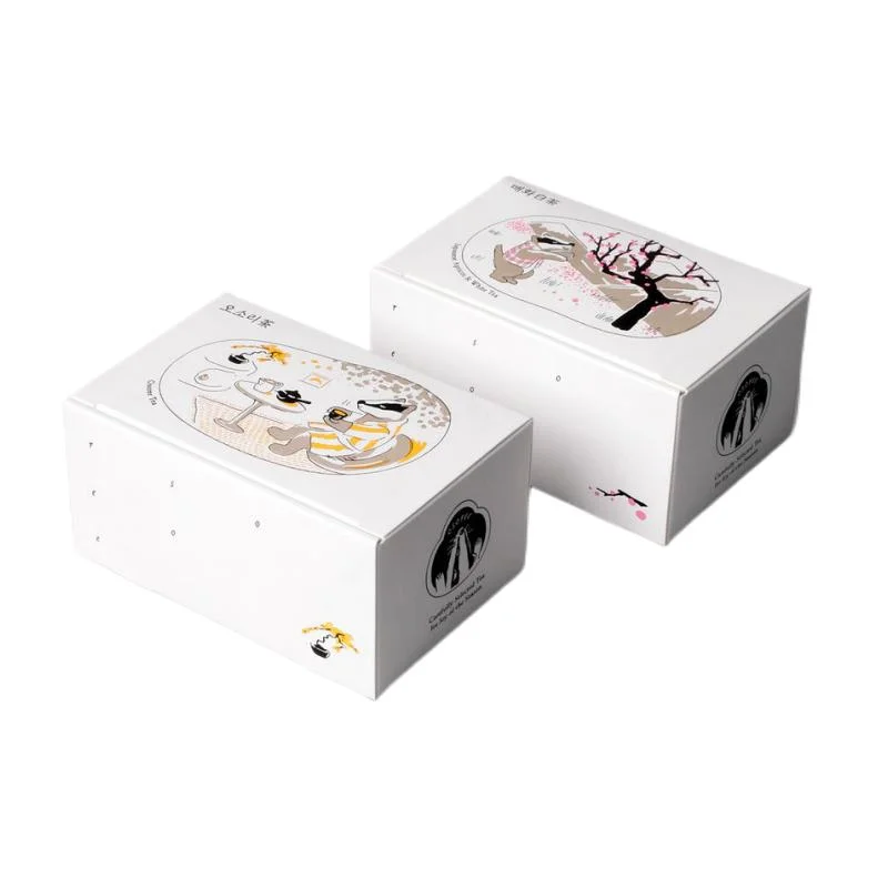 Boîte d'emballage en papier cadeau avec impression de logo personnalisé pour sachet de thé coréen