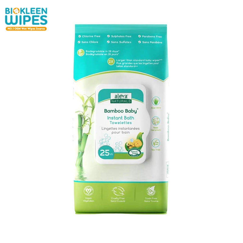 Biokleen 100% Viskose Spülbar Einweg 100% Biologisch Abbaubar Weichpflege Sensitiv Hautreinigendes und feuchtigkeitsspendend Baby Wipe und Windeltasche