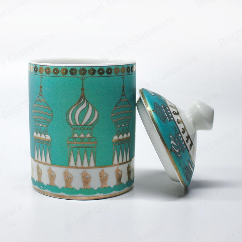 Wholesale/Supplier Nordic OEM ODM Sprayed Logo Ceramic Candle Jars with Lid