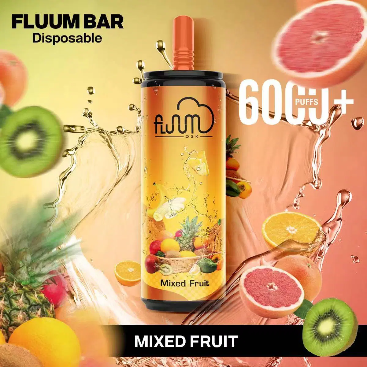 New Product Vape Pod Fluum 6000puff Electronic Cigarette Fruit Flavor vape Disposable/Chargeable Vape with Rubber Drip Tip