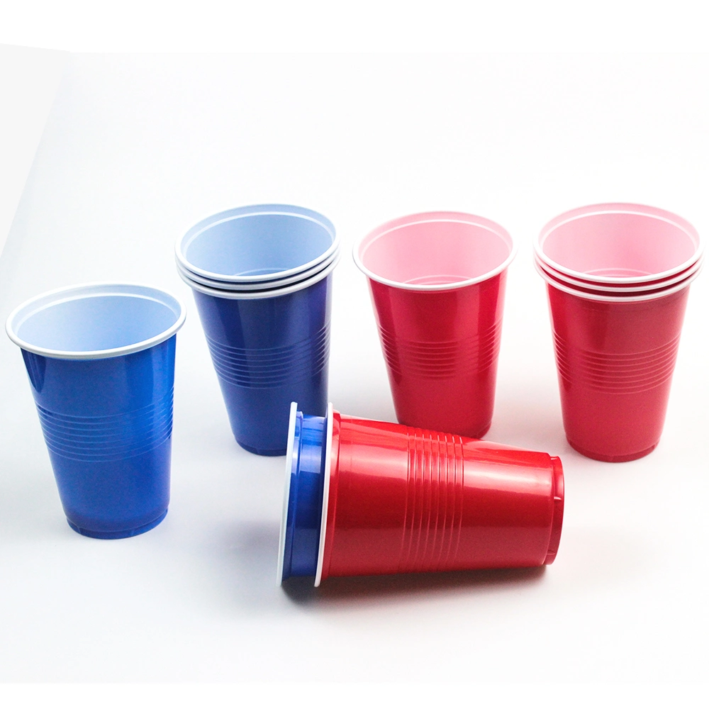 Couleur personnalisée jetables Parti 95mm de diamètre coupelle en plastique de couleur à double paroi PS Beer Cup avec le logo de l'impression