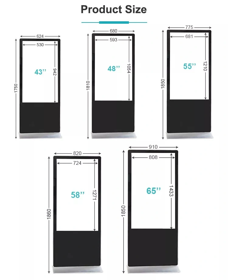 Lofit plancher intérieur permanent de la publicité de 65 pouces LCD Display touch écrans interactifs Ad kiosque de la publicité numérique autonome à la machine