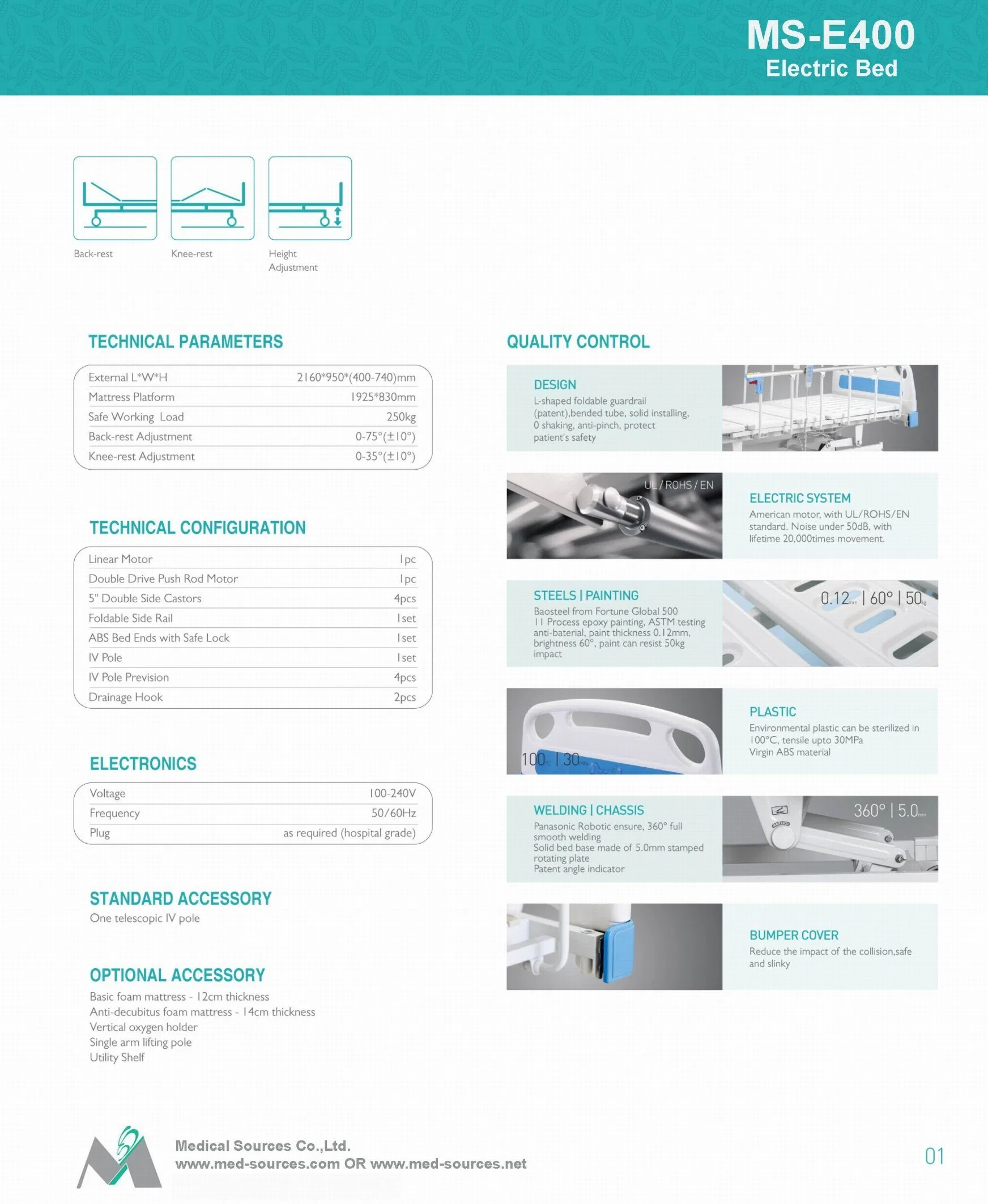 Medical Electrical Adjustable Hospital Bed Manufacturer