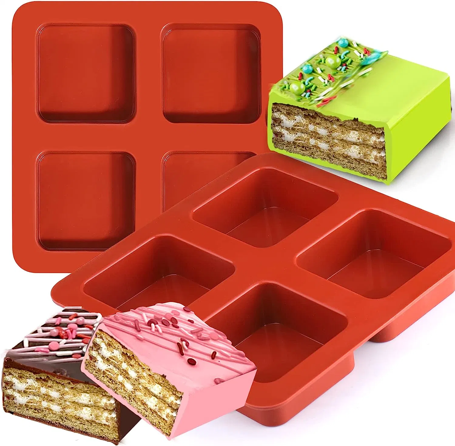 Non-Stick Square Baking Molds for Chocolate Covered Muffin and Cakes