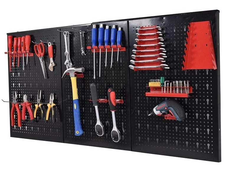 Metal Tool Hanging Board Wall Mounting Pegboard Garage Display Racks Steel