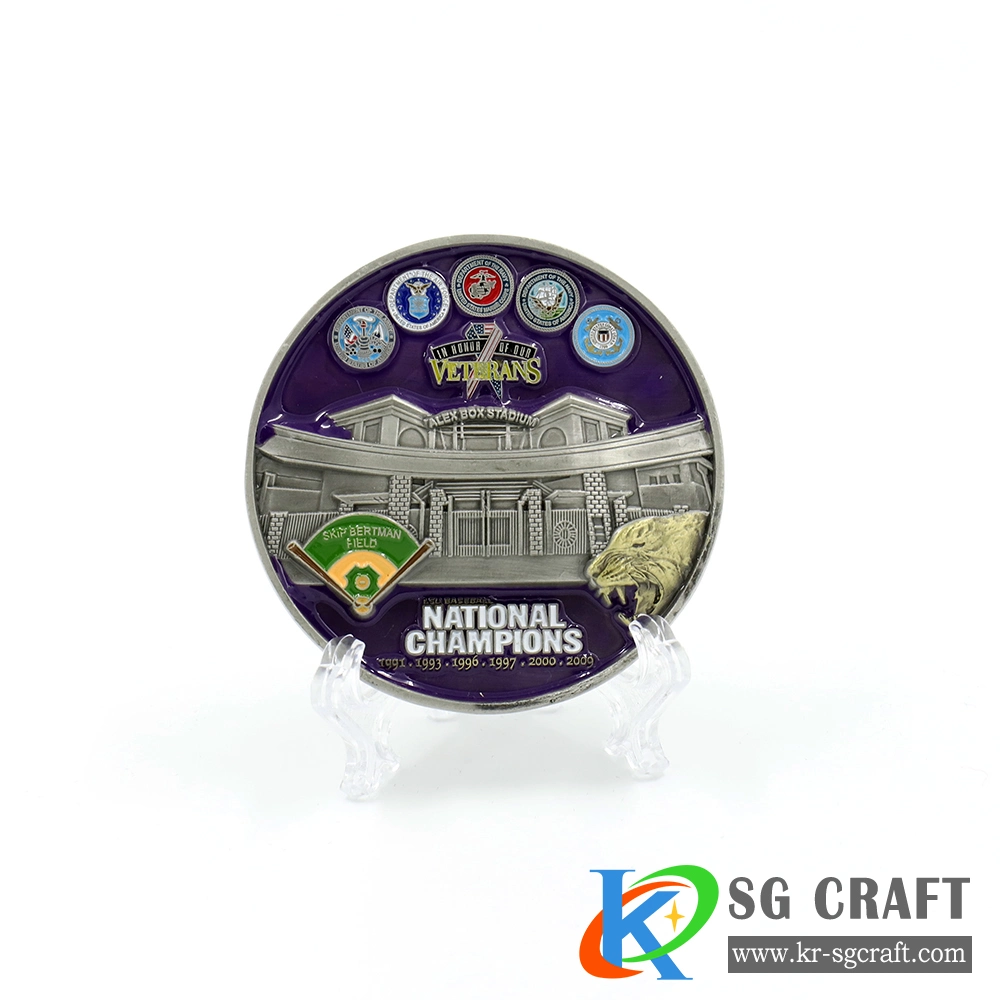 High quality/High cost performance  Custom Made Metal Charm Zinc Alloy Antique Nickel Plated Euro Collectible Mini Sport Medal Coin with Display Box Christmas Gifts Badge