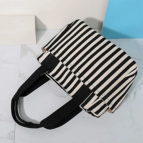 Stripe Chambray Lady Tote Shoulder Bag Handbag