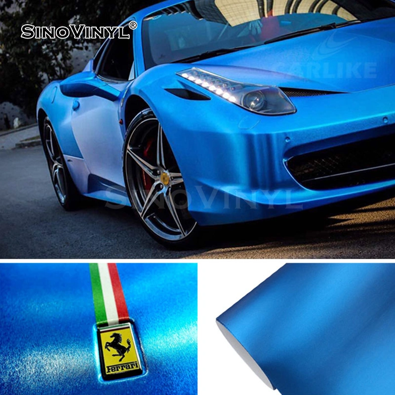 SINOVINYL Chrome Brushed Light Blue Wrapping Rolls Custom Wrap Wrapping Rolls Car Sticker