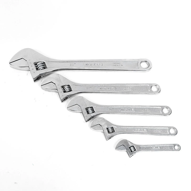 Carbon Steel Square Head Polished Chrome Plated Adjustable Wrench