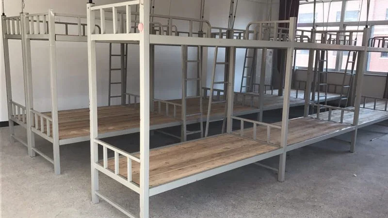 School Student Apartment Wrought Iron Double Dormitory Low Bed with Grey Spraying