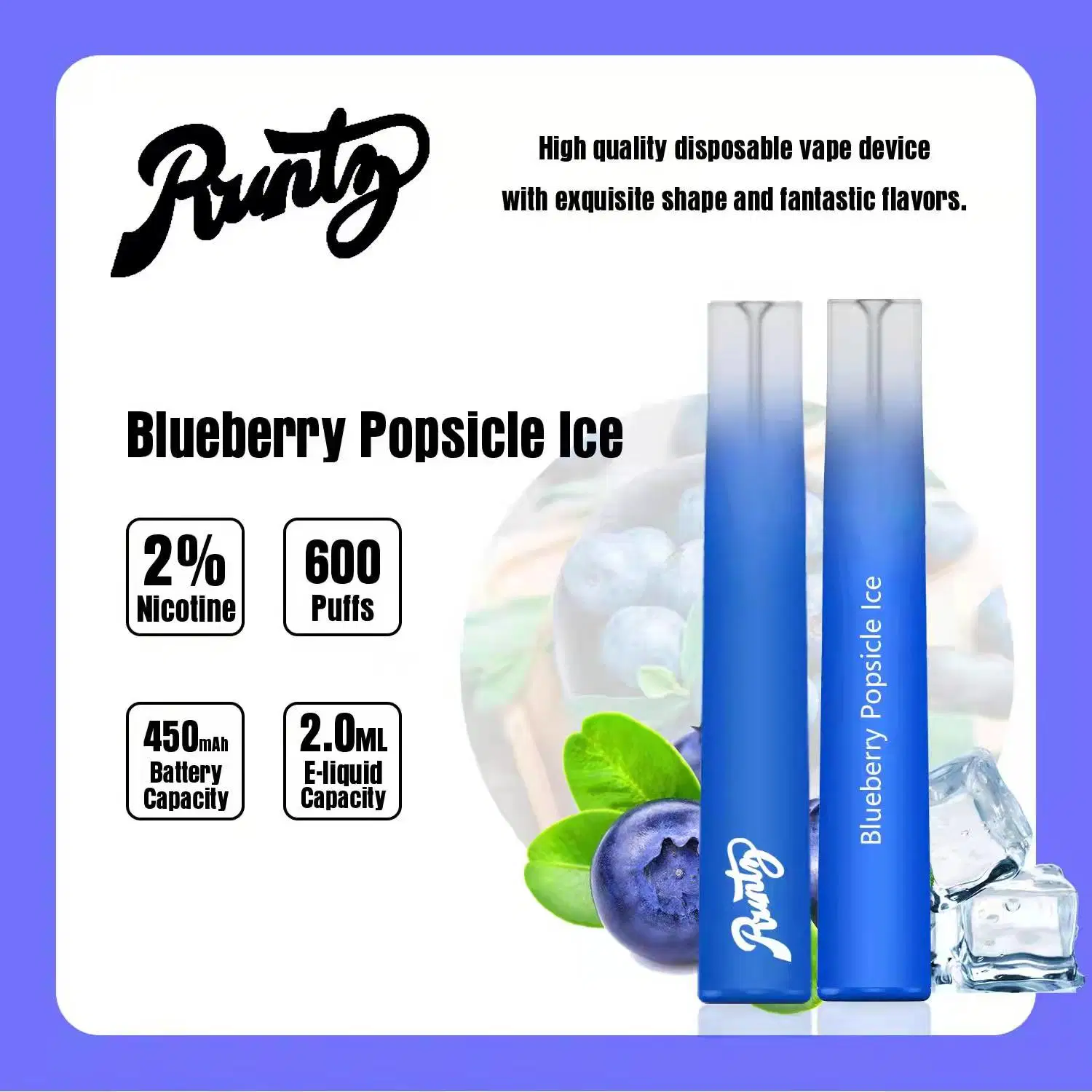 Runtz Vape 2.0ml desechables 600 Puff Vape Pen Pen Vape Mayorista/Proveedor desechables nuevos sabores Puff Plus de 60 800 1000 1500 2500 3000 inhalaciones