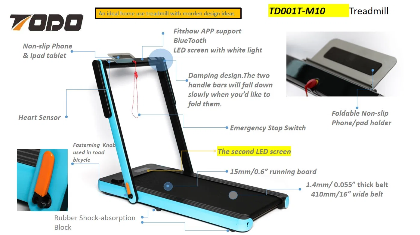 2022 New Design 2 in 1 Folding Electric Treadmill with 2 Display Screens