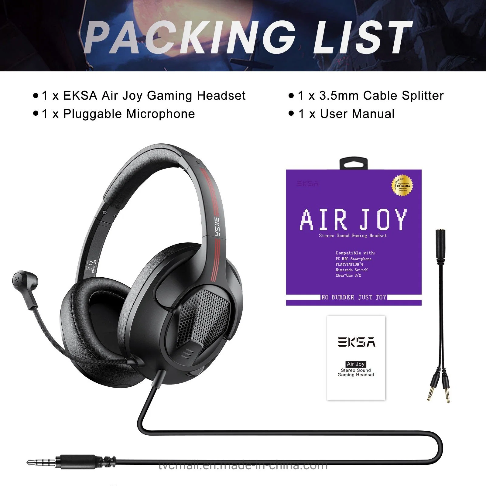 Eksa E3d Computer Gaming Headphone Lightweight No Delay Soft Earpads Headphone with Microphone