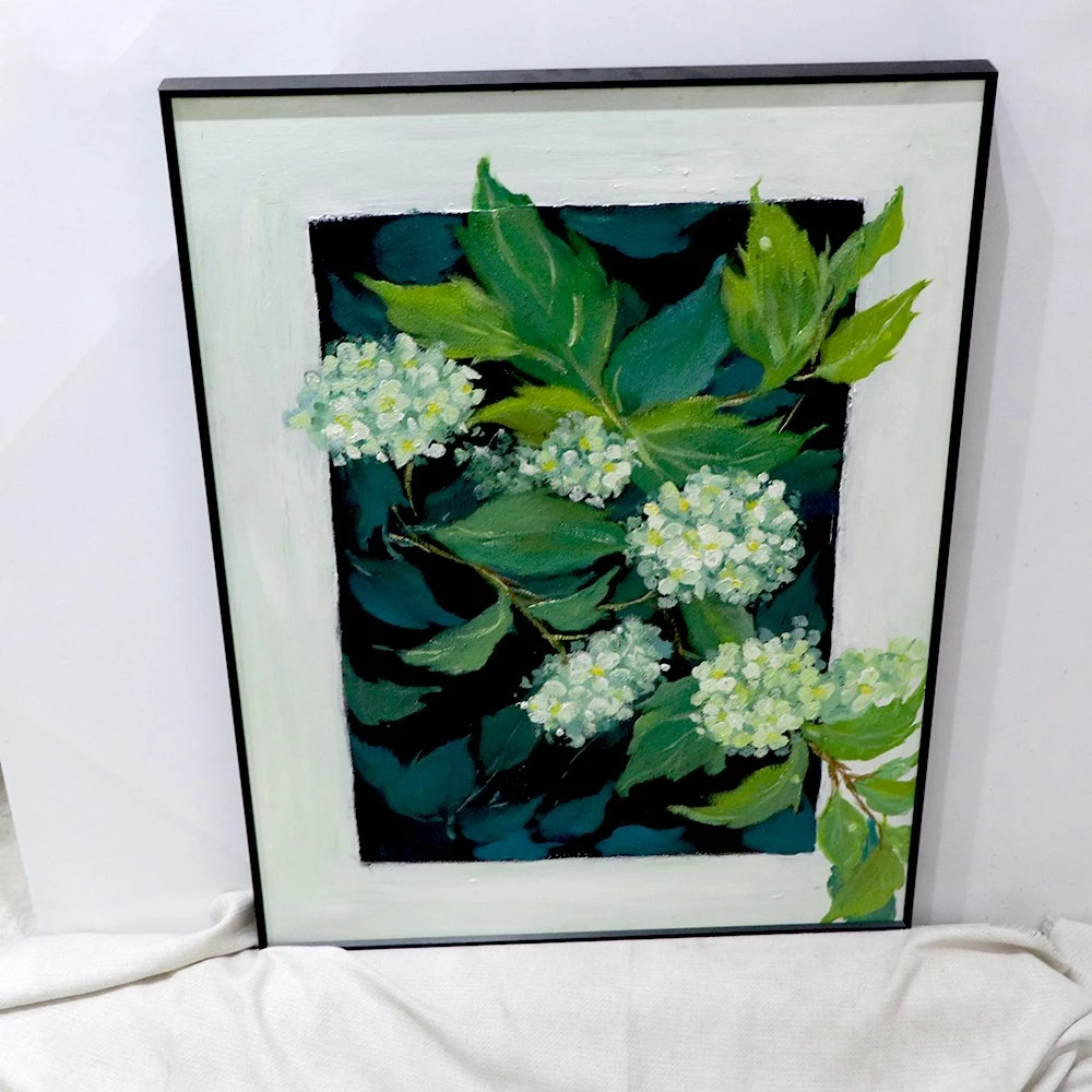 Hand-Painted Modern Impression Flower Oil Painting Black Frame Decorative Flowers