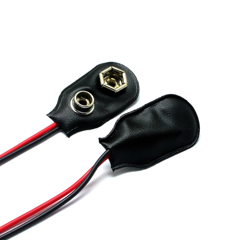 Black 9V Battery Snap Clip with The Lead Wire Hard Plastic ABS Shell